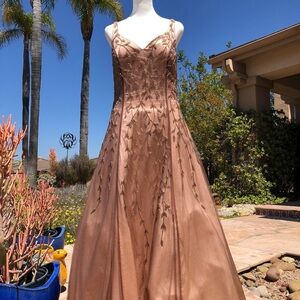 Sue Wong Bronze Embellished Prom Dress